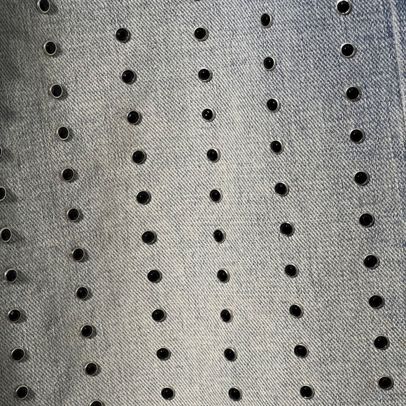 7 For All Mankind Luxe Vintage Jennifer Studded High Rise Straight Jeans Sz 27 - Picture 10 of 10